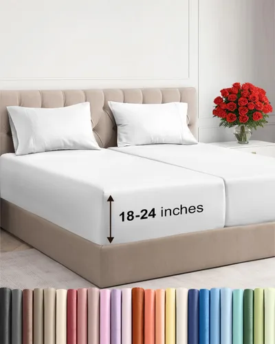 Miniatura 158 de Sábanas King divididas con bolsillos extra profundos, sábanas transpirables y refrescantes de 5 piezas, sábanas de lujo para hotel, suaves, sin 22
