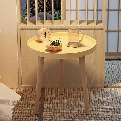 Miniatura 8 de Mesa auxiliar redonda, bandeja para mesita de noche, mesa auxiliar para sala de estar, dormitorio, espacios pequeños, patas de haya