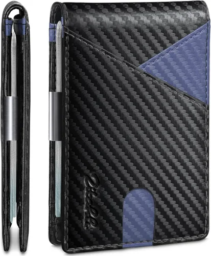 Miniatura 92 de Zitahli - Billeteras delgadas RFID para hombres, billetera de cuero flexible con clip de dinero, cartera minimalista con bolsillo frontal