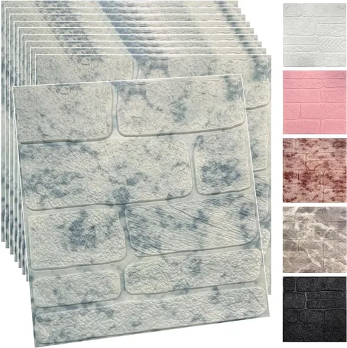 Miniatura 10 de 20PCS Paneles de Pared 3D de Espuma para Despegar y Pegar, Papel Tapiz de Ladrillo 3D para Despegar y Pegar, Panel de Pared de Piedra Falsa