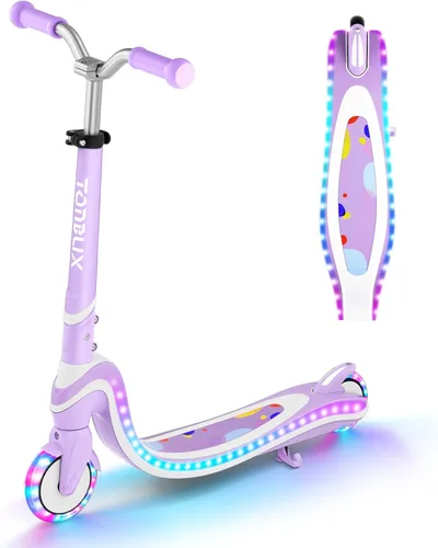 Miniatura 9 de Patinete de 2 ruedas, scooter para niños con ruedas y cubierta iluminadas, altura ajustable, 2 ruedas para niños de 5 a 7 años, scooters para niños
