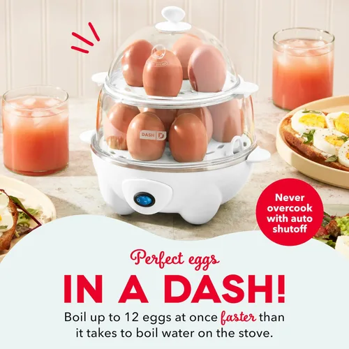 Miniatura 2 de Dash Cocedor de Huevos Deluxe - Hervidor, Escalfador y Vaporera - Incluye Guía de Medición y Recetas - Apto para Lavavajillas - Capacidad para 12