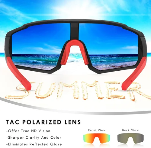 Miniatura 4 de Gafas de sol deportivas para niños, polarizadas, con protección UV400, para niños y niñas, para béisbol, softbol, ciclismo Lentes rojas con montura