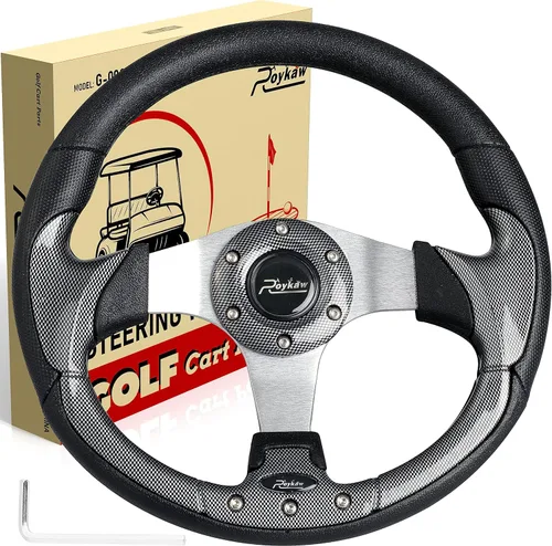 Roykaw Volante universal para carrito de golf compatible con EZGO RXV TXT, Club Car DS Precedent Tempo, Yamaha G29 Drive Drive 2, diseño universal