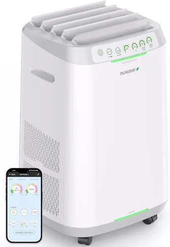 Nuwave OxyPure ZERO - Purificador de aire inteligente, gran área de hasta 2,002 pies cuadrados, filtración de aire dual de 4 etapas, rejillas de