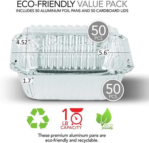 Miniatura 3 de Stock Your Home Sartenes de aluminio pequeños de 1 libra con tapas (paquete de 50), sartenes de aluminio con tapas de plástico transparente
