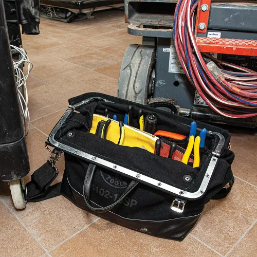 Miniatura 6 de Bolsa de herramientas Klein Tools 510216SPBLK, bolsa de tela deluxe de 16 pulgadas y organizador grande con 13 bolsillos y correa para el hombro