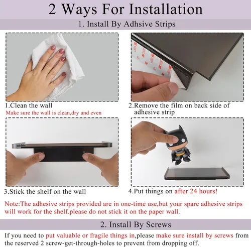 Miniatura 3 de Estante de pared adhesivo – Pequeño estante de acrílico transparente adhesivo montado en la pared, estantes para teléfono, estante de toallitas