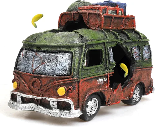 Adorno de acuario de restos de automóvil, restos de automóvil para pecera, decoración de paisaje subacuático, escondites de cuevas, suministros de