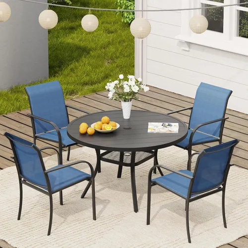 Miniatura 35 de VICLLAX Juego de 2 sillas de patio pequeñas para exteriores, juego de sillas apilables para patio y mesa de comedor cuadrada para porche delantero