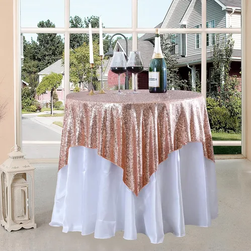 Miniatura 34 de Manteles redondos de lentejuelas negros para fiestas, de 121,9 cm, mantel redondo de purpurina ajustado, pequeño, lindo y dulce, para boda