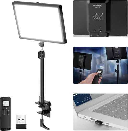 NEEWER 25W 12.9" Luz Clave de Transmisión con Soporte de Escritorio/Control Remoto 2.4G/Transmisor USB, Control de APP para PC/Mac 2300Lx/0.5m