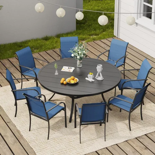 Miniatura 54 de VICLLAX Juego de 2 sillas de patio pequeñas para exteriores, juego de sillas apilables para patio y mesa de comedor cuadrada para porche delantero