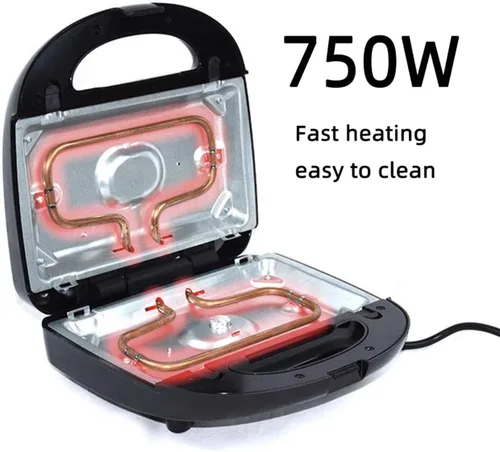 Miniatura 8 de Máquina eléctrica de sándwich de gofres 4 en 1, juego de plancha de prensa Panini con 4 platos antiadherentes extraíbles intercambiables, tostadora
