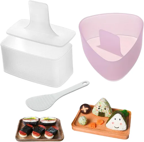 Miniatura 8 de Molde de spam para musubi, 4 piezas, kit para hacer musubi, cortador de spam, prensa de musubi, sushi, arroz, onigiri, cortador de huevos para 4