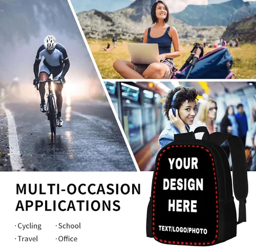 Miniatura 6 de Mochila personalizada para hombre y mujer, mochilas personalizadas con texto fotográfico, mochila informal para computadora portátil para viajes