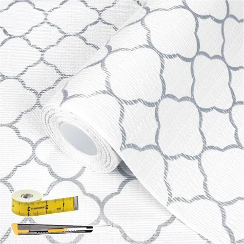 Miniatura 23 de Lámina para revestir estantes y cajones de cocina y baño, impermeable, antideslizante, sin adhesivo, fácil de limpiar, incluye cuchillo y cinta