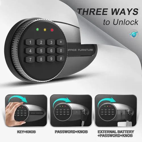 Miniatura 3 de BONANO Caja fuerte pequeña, caja de seguridad de 0.5 cúbicos con teclado electrónico y bolsa impermeable ignífuga, pequeña caja de seguridad
