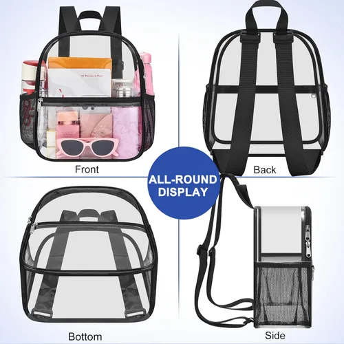 Miniatura 3 de Mochila Transparente Oraben para Eventos de Estadio Mochila Transparente para Estadio 12x6x12, Negro, Pequeño