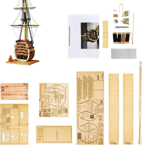Miniatura 2 de GAWEGM Modelo de barco de madera - Escala 1/200 HMS Victory Boat Kits de sección modelo con accesorios de actualización de latón