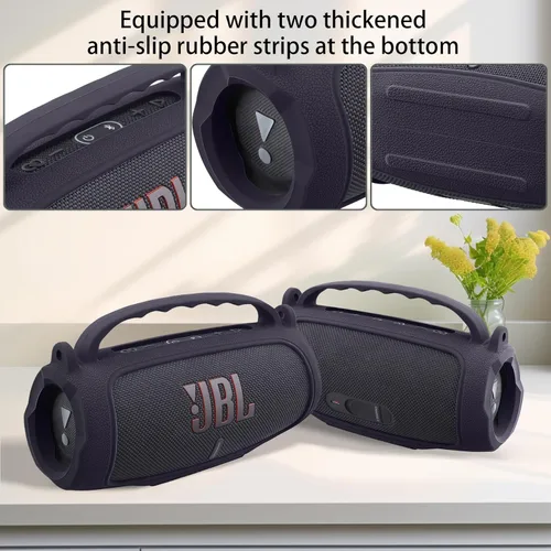 Miniatura 3 de co2CREA Funda de silicona para altavoz Bluetooth portátil impermeable JBL Charge 5, funda suave de viaje portátil con correa para el hombro, funda