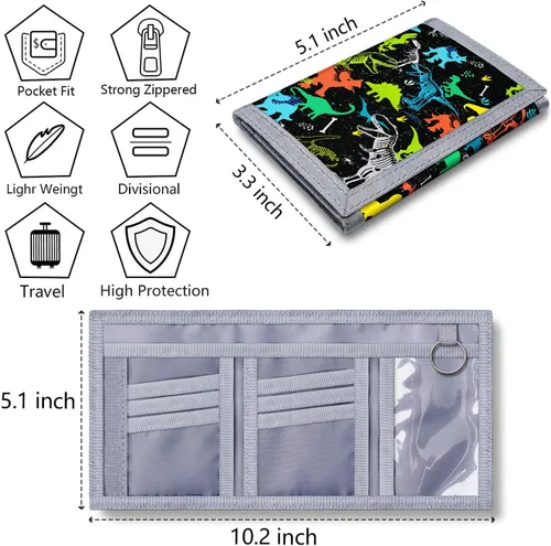 Miniatura 6 de TATAANTY Billetera para niños, adolescentes y niñas de 6 a 16 años, billetera para niños pequeños con bolsillo con cremallera para monedas
