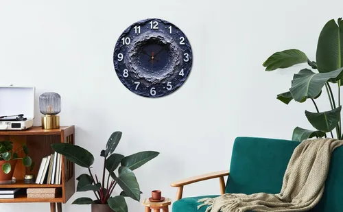 Miniatura 6 de Meteor Crater Texture Wooden Wall Clock with Distressed White Numerals 25x25cm