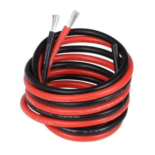 BNTECHGO Cable de silicona calibre 12, 10 pies rojo y 10 pies negro, cable flexible de cobre estañado trenzado 12 AWG Alambre de silicona rojo y