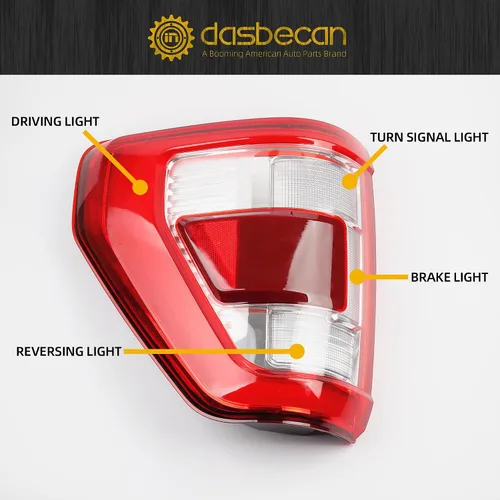 Miniatura 7 de Dasbecan Luz trasera izquierda del lado del conductor compatible con Ford F150 King Ranch 2021 2022 2023 Lariat Limited Platinum con ubicación