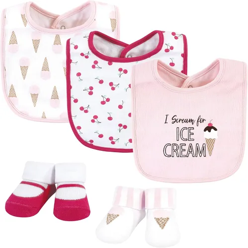 Miniatura 145 de Hudson Baby Conjunto de babero y calcetines unisex de algodón para bebé