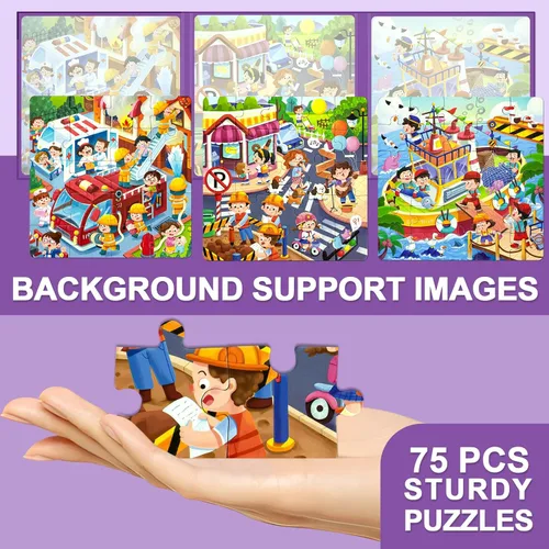 Miniatura 6 de Rompecabezas magnéticos para niños de 4 a 8 años, libro de rompecabezas de imanes de dibujos animados 3 en 1 para niños pequeños, juguetes de viaje
