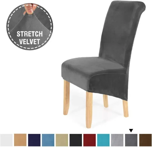 Miniatura 2 de Chair Cover 4pcs Dining Chair Covers Stretch Velvet Removable Washable Large Soft Dining Kitchen Home Restaurant Chair Slipcovers(Bule Grey)