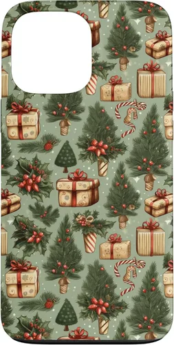 Miniatura 24 de Vintage Christmas Theme Holiday Trees, Presents, Teal, Bows Case for iPhone 17