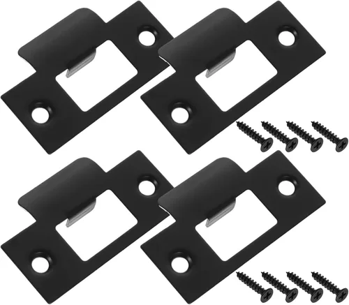 4 piezas de placa de bloqueo de puerta negra de 2-3/4 pulgadas, placas de cierre de puerta de repuesto, cubiertas de placas de bloqueo de puerta de