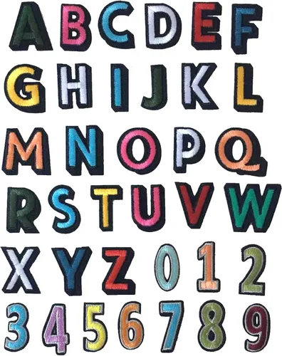Miniatura 20 de GYGYL - 72 parches de letras y números para planchar, parches de letras blancas del alfabeto bordado de la A a la Z, apliques de números del 0 al 9