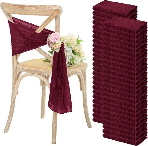 Miniatura 8 de YMHPRIDE 50 bandas para sillas de gasa de boda, diseño de lazos, para bodas, fiestas, banquetes, restaurantes, hoteles, fundas plegables para Beige