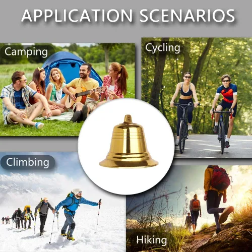 Miniatura 5 de Campanas de oso de latón macizo de 1.5 pulgadas para excursionistas, con silenciador y silbato de emergencia para senderismo, ciclismo, pesca, pesca