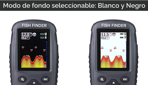 Miniatura 2 de ecosonda portátil recargable, sensor de sonar inalámbrico, localizador de profundidad con tamaño de los peces, contorno del fondo, pantalla LCD a
