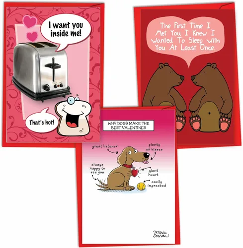 Miniatura 11 de NobleWorks Paquete surtido de 3 divertidas tarjetas de felicitación para el día de San Valentín con sobres para hombres y mujeres