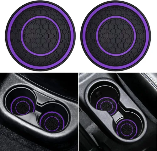 Miniatura 11 de Auprite Portavasos para automóvil, paquete de 2 posavasos universales antideslizantes para automóvil, accesorios para el interior del automóvil Negro