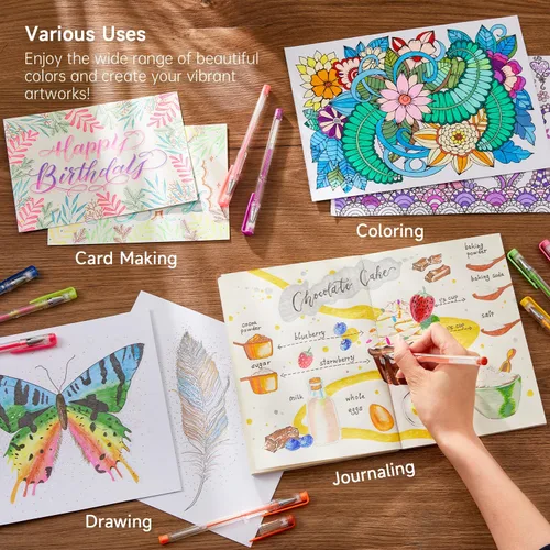 Miniatura 5 de Paquete de 360 bolígrafos de gel de 180 colores distintos, de Shuttle Art, más 180 recambios, perfecto para los libros de colorear para adultos