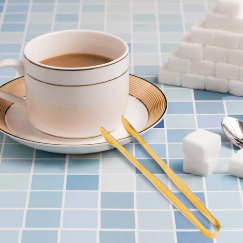 Miniatura 5 de Picowe Juego de 7 mini cucharas de servir, pinzas de aperitivos de 6 pulgadas, pinzas pequeñas de hielo de azúcar para barra de té, café, acero