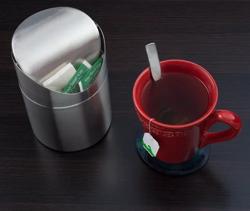 Miniatura 3 de Juego de 2 botes de basura mini de encimera de acero inoxidable cepillado con tapa oscilante, viene con bolsa de basura, 1.5 L / 0.40 galones