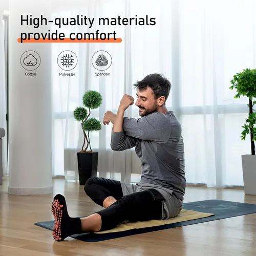 Miniatura 5 de GRPSKCOS Calcetines antideslizantes para hombre, calcetines de casa con empuñaduras, 3 pares antideslizantes para yoga, pilates, azulejos, pisos
