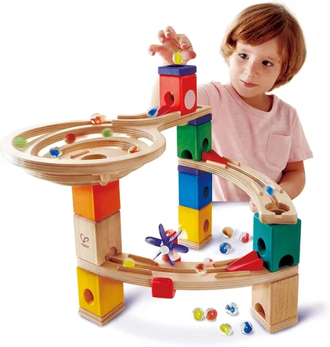 Miniatura 6 de Hape Quadrilla Cliffhanger Bloques de Pista de Canicas de Madera Juego de Laberinto de Canicas, Juguetes de Construcción de Desarrollo STEM