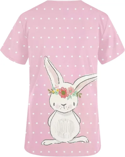 Miniatura 4 de Womens Short Sleeve Top Graphic Blouses for Women Vneck Work Scrub Easter Summer Fall Shirt 2023