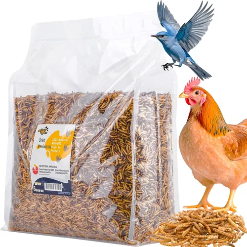 RANZ 5 libras de gusanos secos sin OMGs para pollos, gusanos altos en proteína, alimento premium para pollos, alimento y golosinas perfectas para
