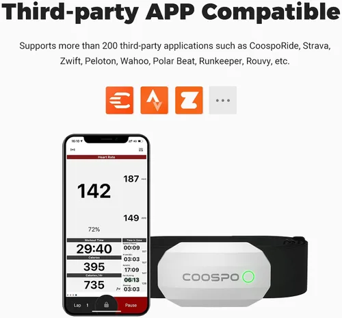 Miniatura 5 de COOSPO Bluetooth Heart Rate Monitor Chest Strap H808S, ANT+ BLE HR Monitor Chest, HRM IP67 Waterproof, 300H Battery Life Blanco