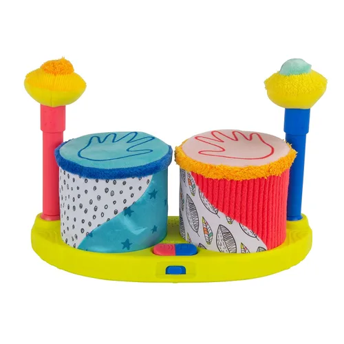 Lamaze Squeeze Beats First Drum Set – Juguete sensorial para bebé incluye divertidos sonidos de animales – Juguetes musicales coloridos para el