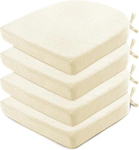 Miniatura 11 de Wellsin Cojines para sillas de comedor, 4 unidades, cojines para sillas de cocina con lazos y base antideslizante, almohadillas para sillas de Azul